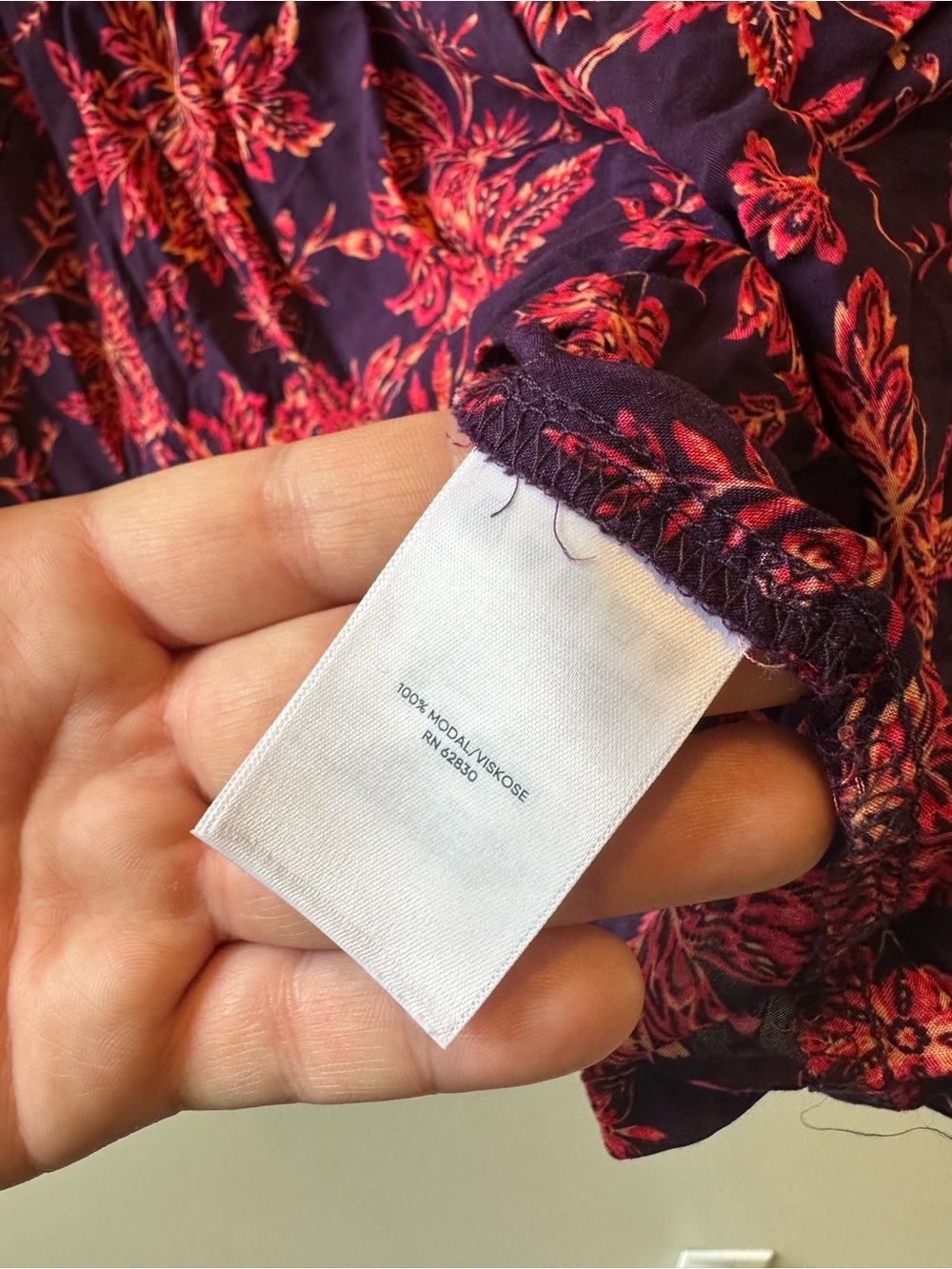 Lands' End Purple V-Neck Swimsuit Cover-Up with Pink Floral Print - Picture 4 of 5